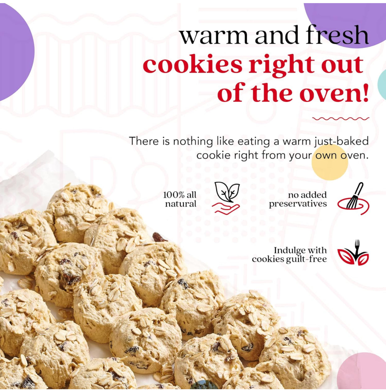 David's Cookies Preformed Frozen Cookie Dough Oatmeal Raisin - includes 80