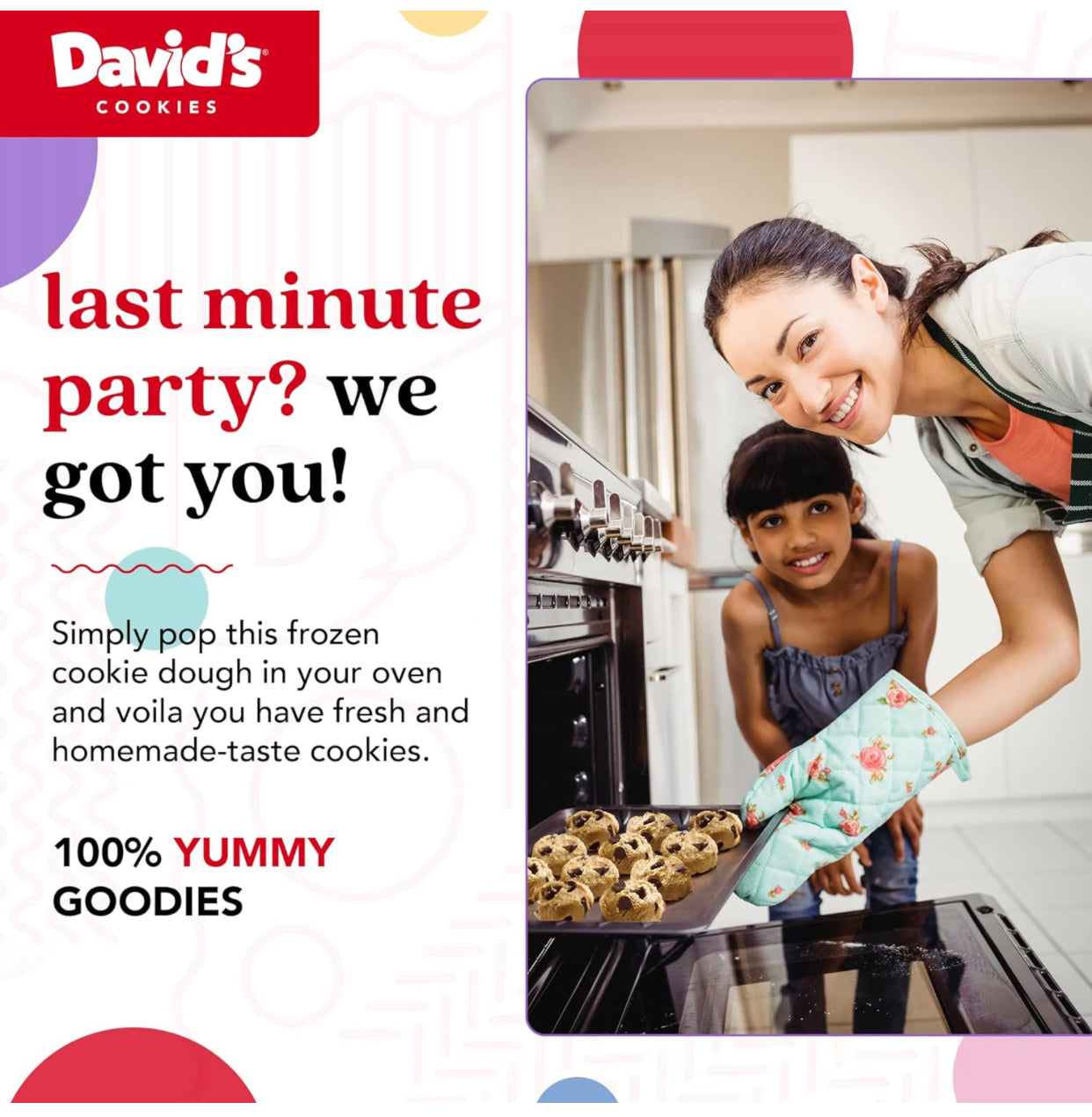 David's Cookies Preformed Frozen Cookie Dough - Gluten Free - Chocolate Chip - includes 64