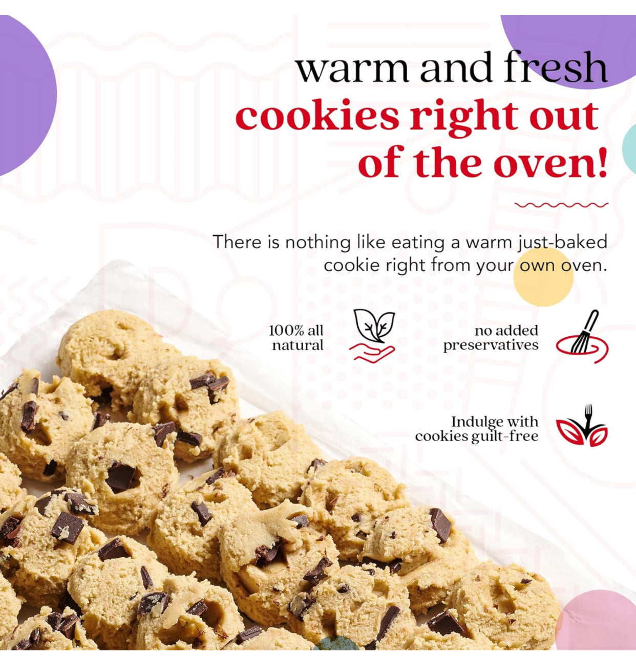 David's Cookies Preformed Frozen Cookie Dough Chocolate Chunk - includes 80