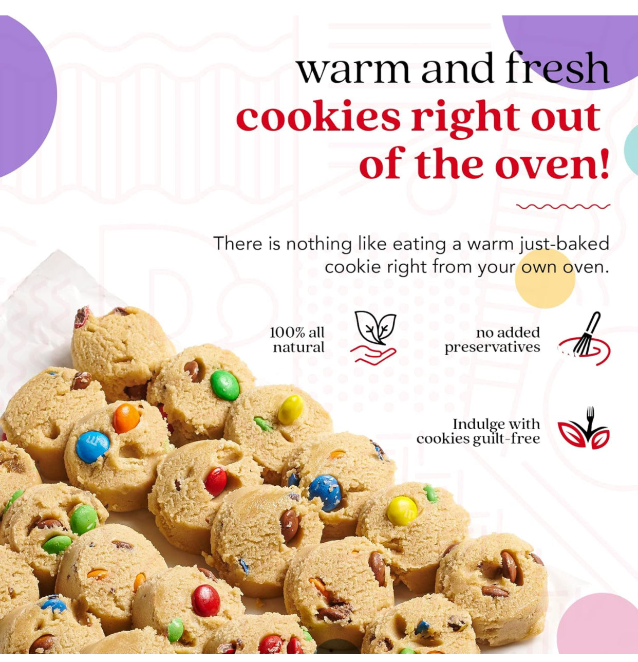 David's Cookies Preformed Frozen Cookie Dough - Cookie Dough Candy - includes 80