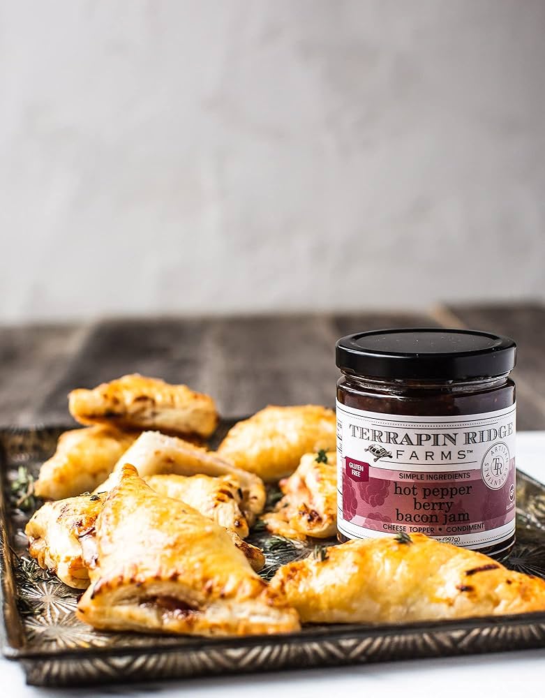 Terrapin Ridge Farms Bacon Me Crazy Sampler Set – One Jar Each of Hot Pepper Bacon Jam, Apple Maple Bacon Jam, and Hot Pepper Berry Bacon Jam