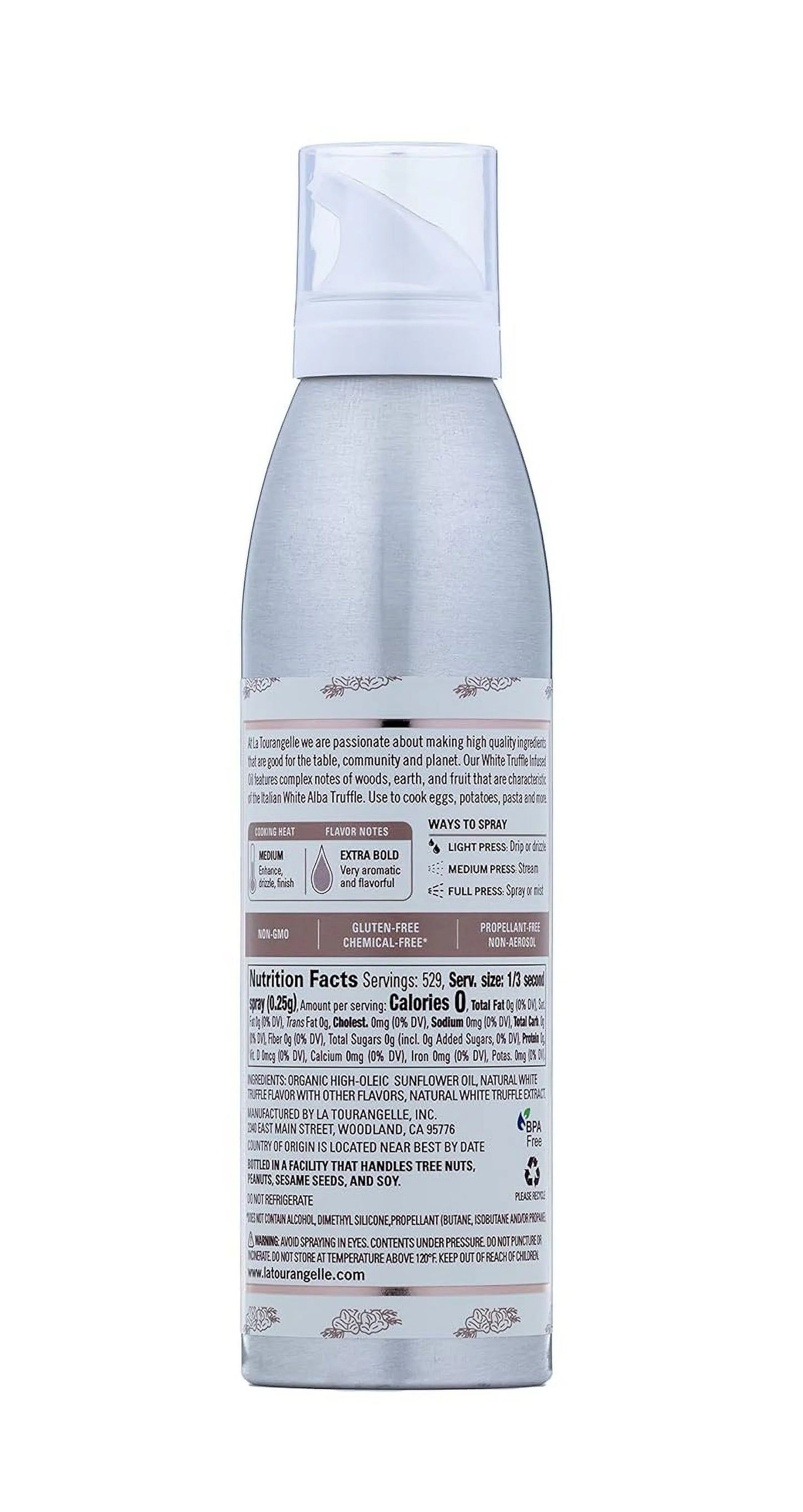 La Tourangelle White Truffle Cooking Spray, Complex Gourmet Earthy Flavor for Spraying