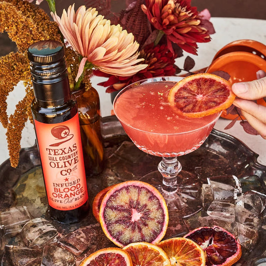 Texas Hill Country Olive Co Blood Orange Infused Olive Oil - Cold Pressed Gourmet EVOO Olive Oil - Great for Dressing Dipping Marinade