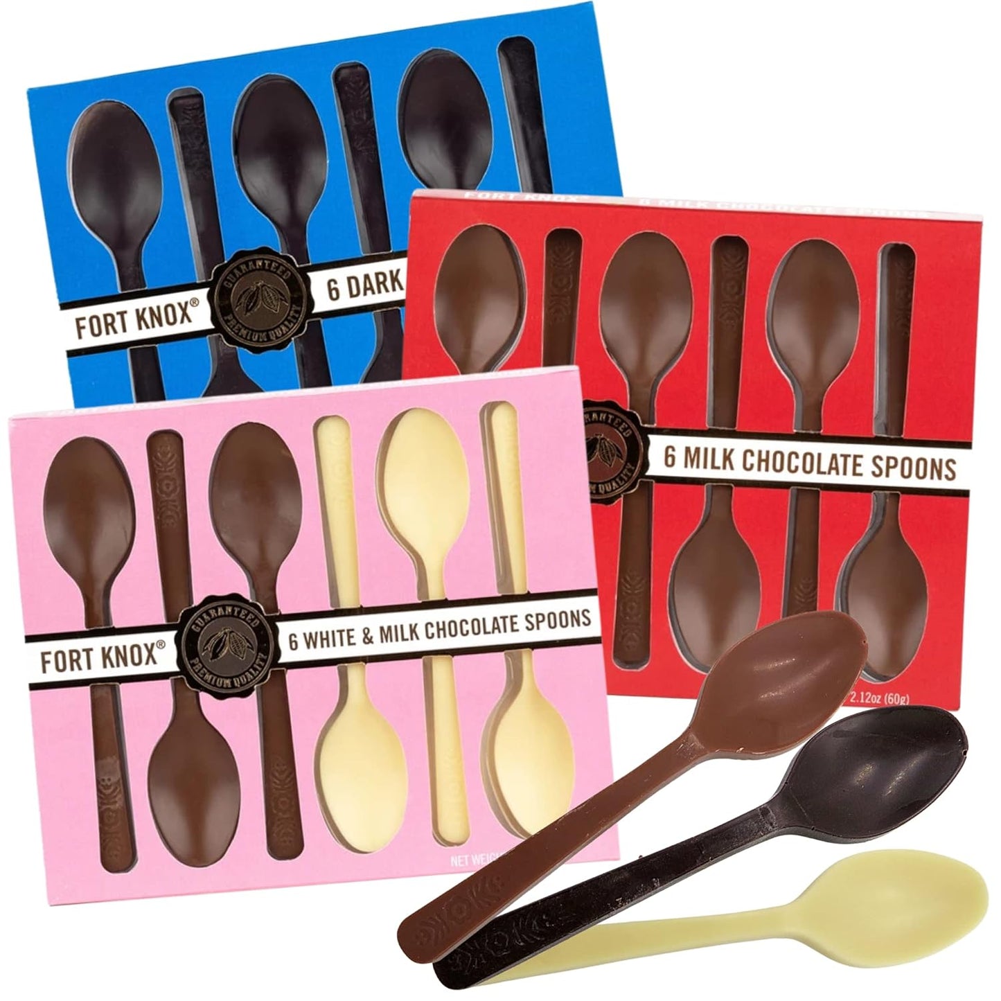 Ultimate Chocolate Stirring Spoon Assortment with Milk, Dark, and White Chocolates, Edible Spoons for Hot Cocoa and Gourmet Gift Basket Stuffers, Pack of 3 - 18 Spoons