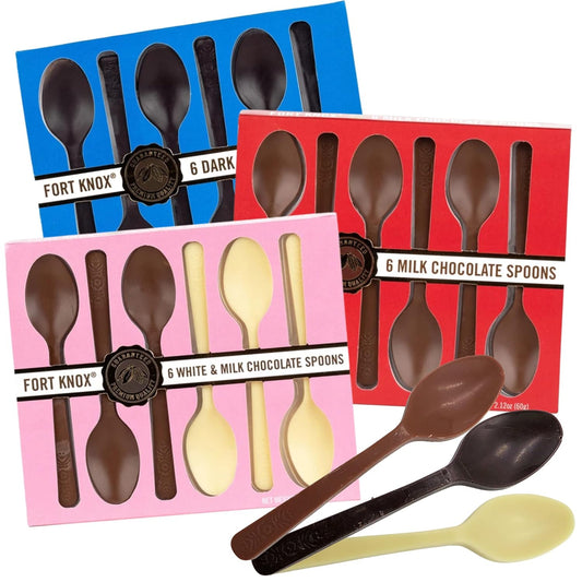 Ultimate Chocolate Stirring Spoon Assortment with Milk, Dark, and White Chocolates, Edible Spoons for Hot Cocoa and Gourmet Gift Basket Stuffers, Pack of 3 - 18 Spoons