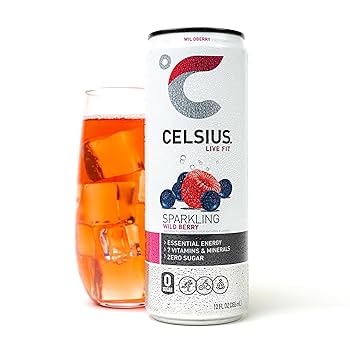 CELSIUS Sparkling Wild Berry, Functional Essential Energy Drink, 12 oz - Pack of 12