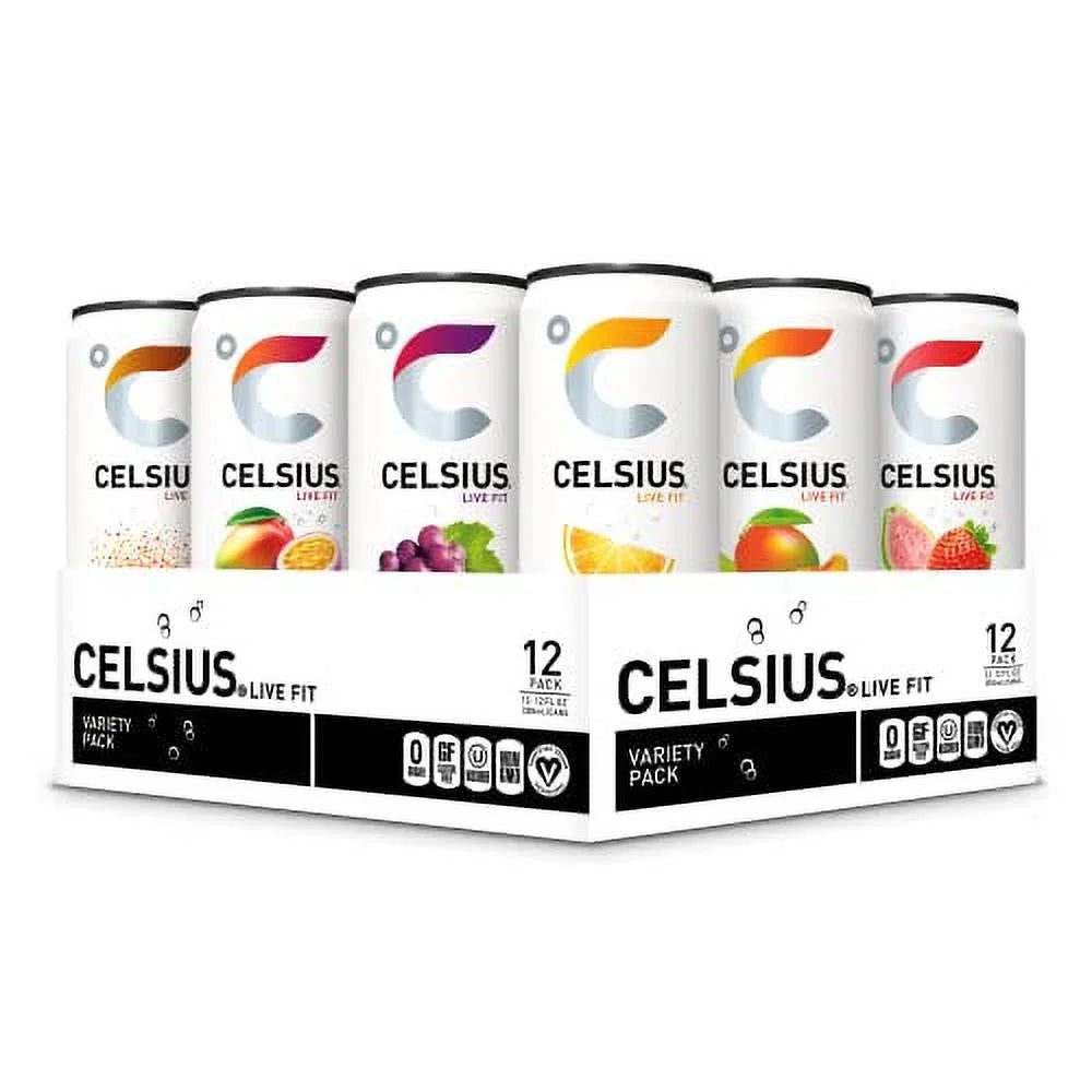 CELSIUS Sparkling Assorted Flavors, Functional Essential Energy Drink, 12 oz - Pack of 12