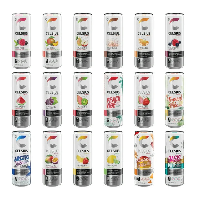 CELSIUS Sparkling Assorted Flavors, Functional Essential Energy Drink, 12 oz - Pack of 12