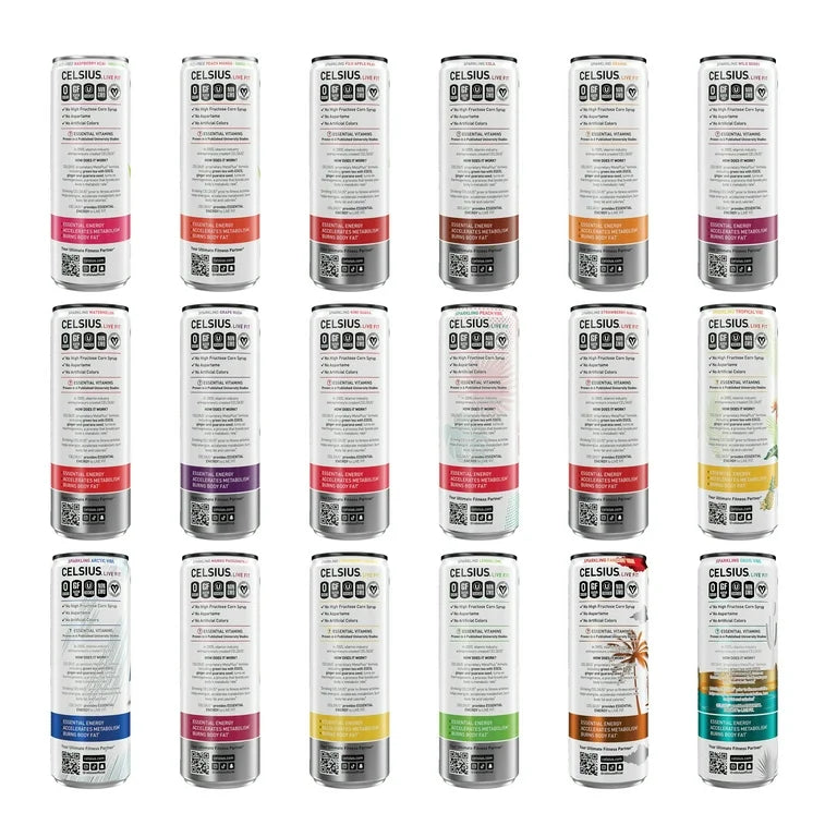CELSIUS Sparkling Assorted Flavors, Functional Essential Energy Drink, 12 oz - Pack of 12