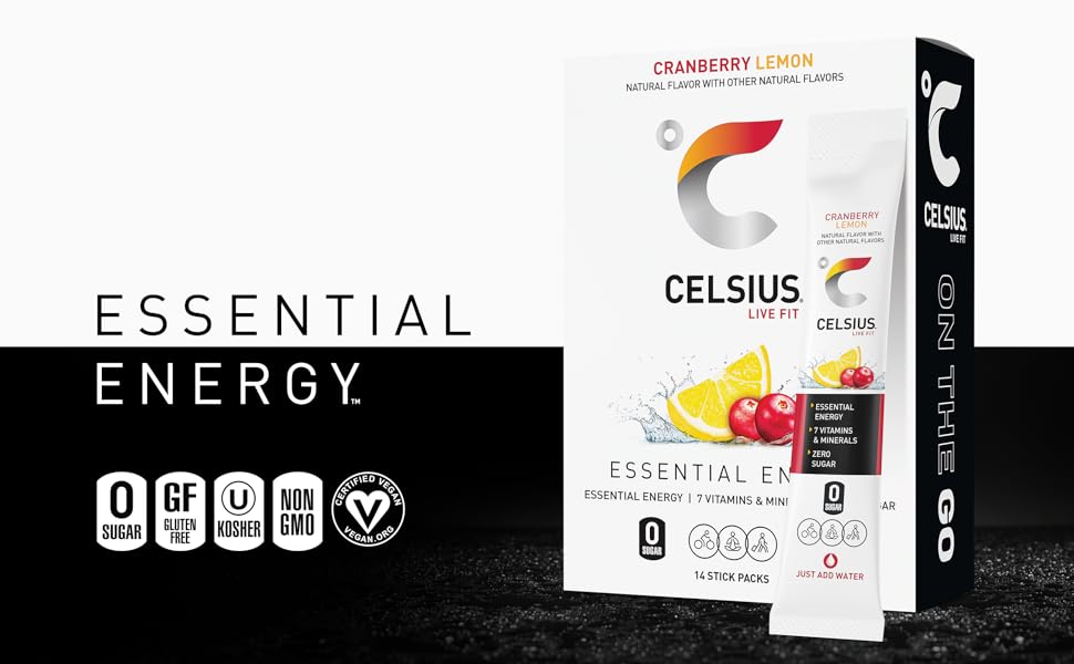 CELSIUS On The Go Strawberry Coconut, Sugar Free Energy Drink Mix - 14 Sticks per Pack