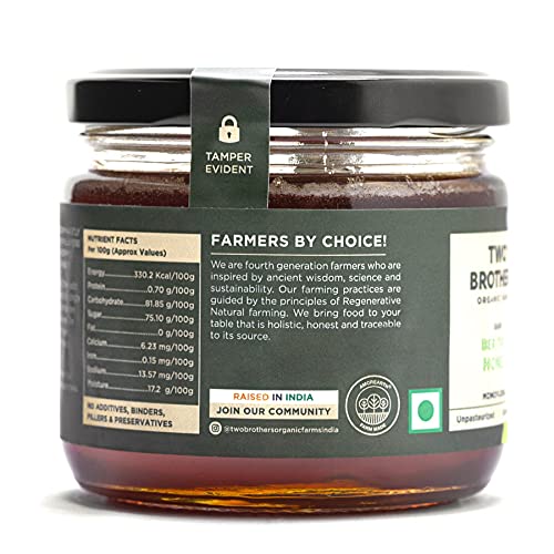 Two Brothers Organic Farms Indian Berry Honey, Raw Mono-Floral Unfiltered, 350g