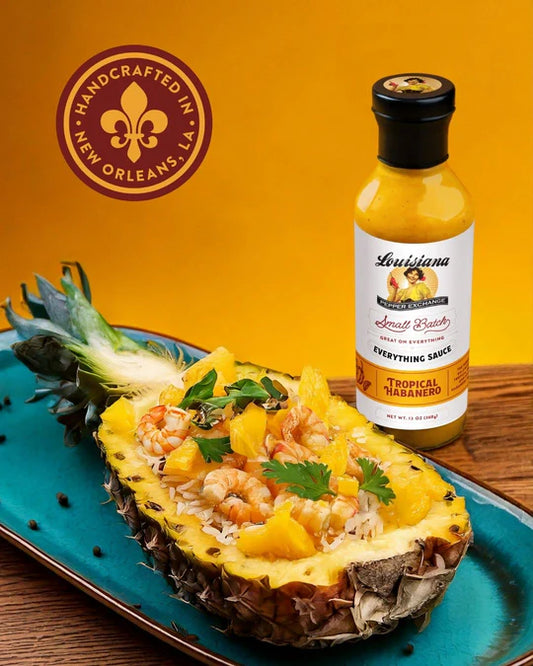 Louisiana Pepper Exchange Tropical Habanero Pepper Sauce – Sweet & Spicy with Mango and Pineapple Everything Sauce, Gluten-Free, 12 oz - Pack of 2
