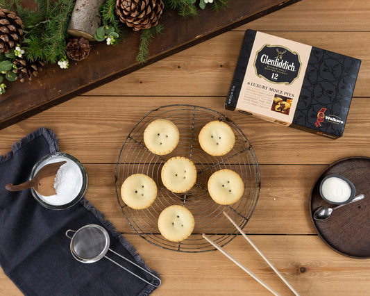 Walker’s Shortbread Glenfiddich Mincemeat Tarts - 6 Count, Pack of 2 - Mince Pies Infused with Glenfiddich Single Malt Scotch Whisky