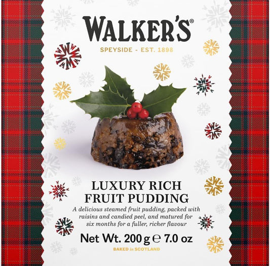 Walker’s Rich Fruit Pudding – 7 oz Plum Pudding for Christmas - Pack of 6