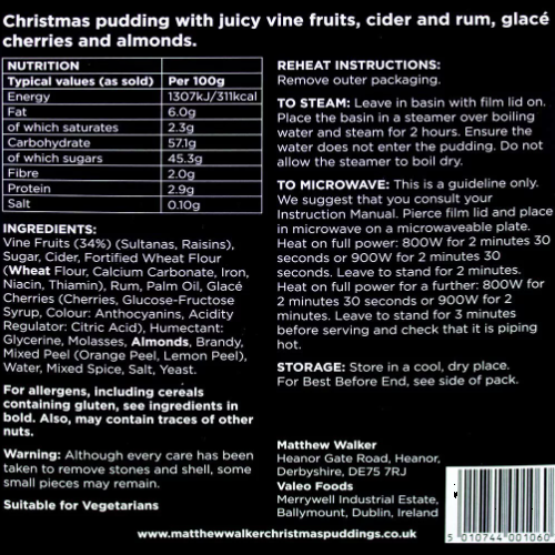 Matthew Walker - Luxury Holiday Pudding - 400g