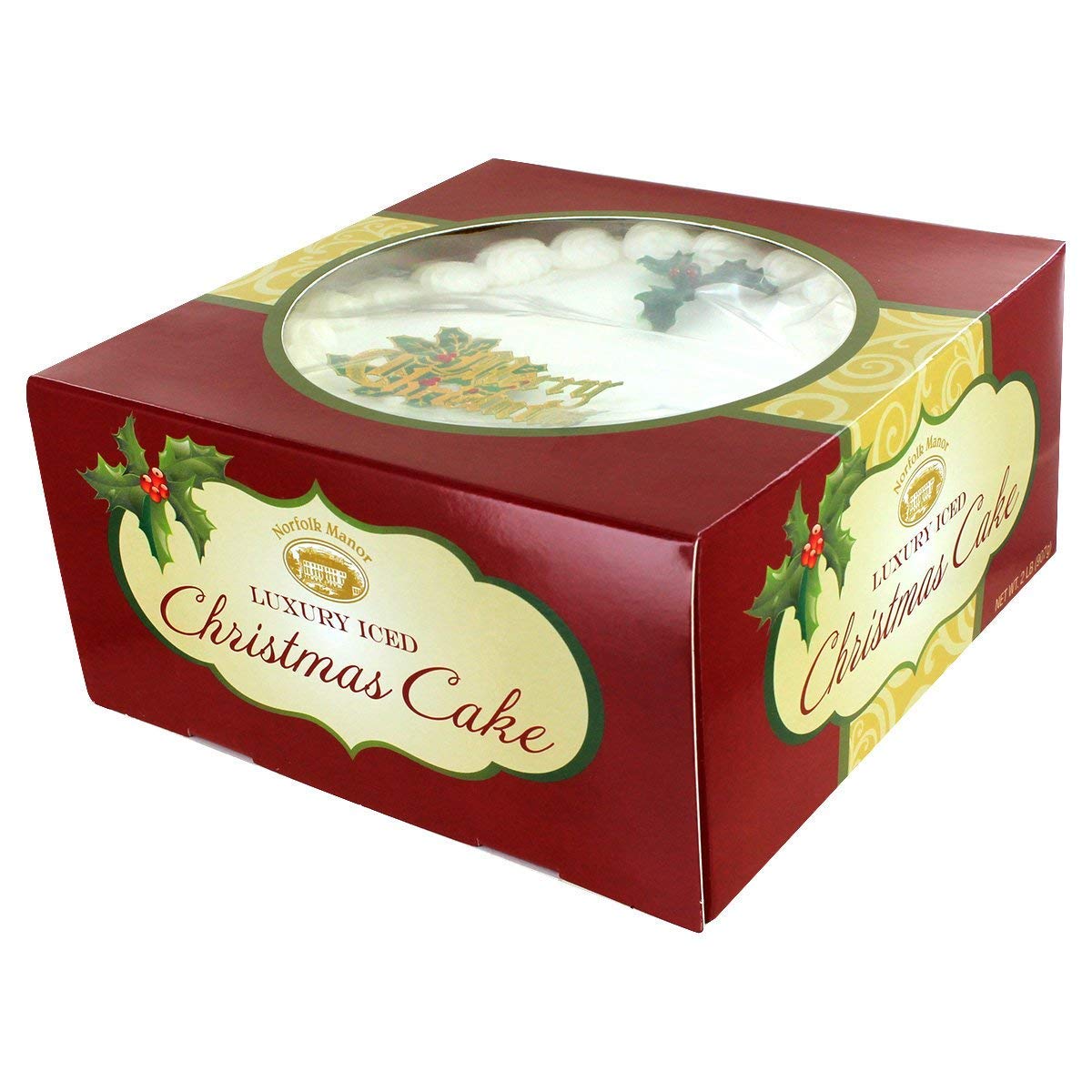 Norfolk Manor English Marzipan Top Iced Christmas Pudding Cake Imported from England - 32 oz