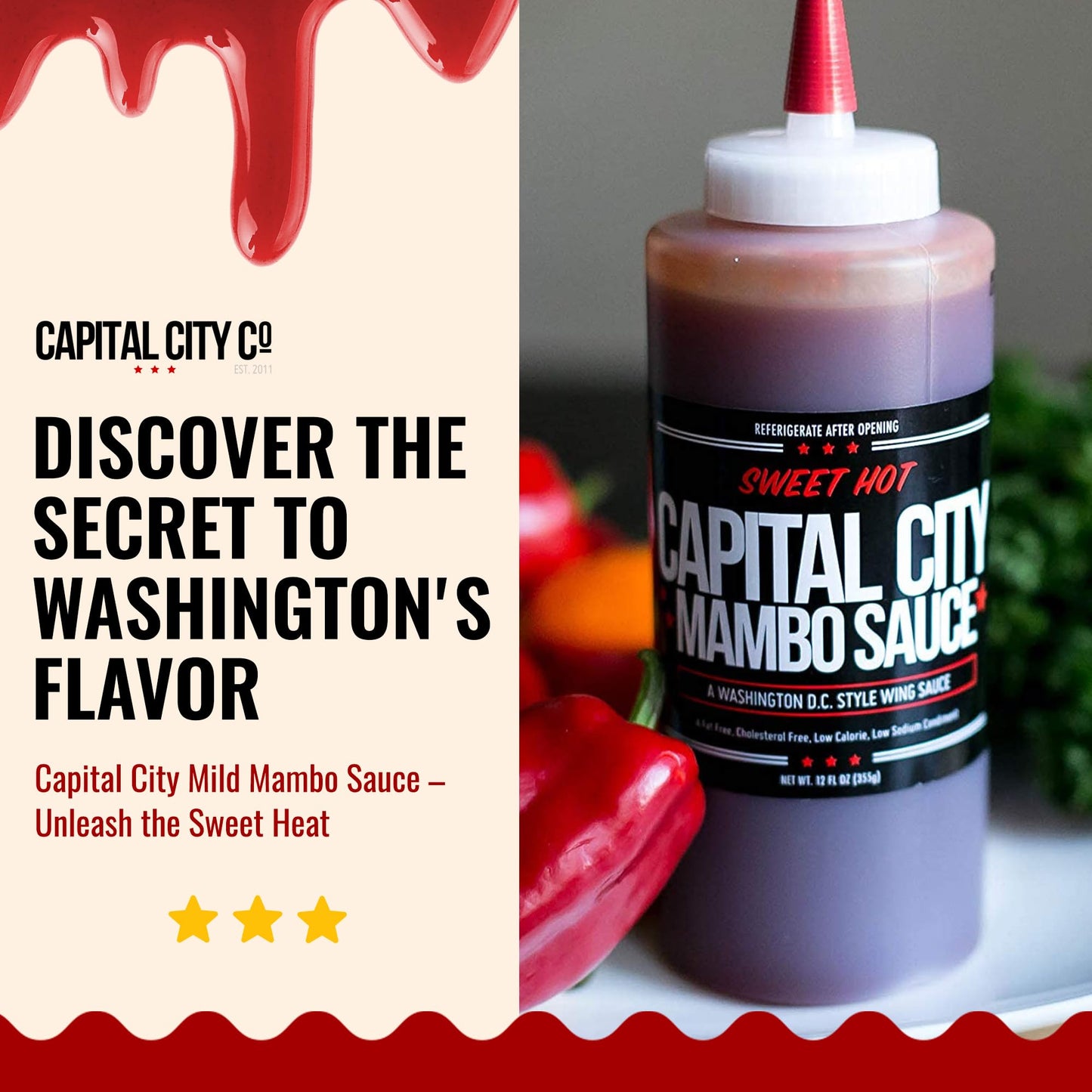 Capital City Mambo Sauce - Variety 2 Pack - Sweet Hot & Mild