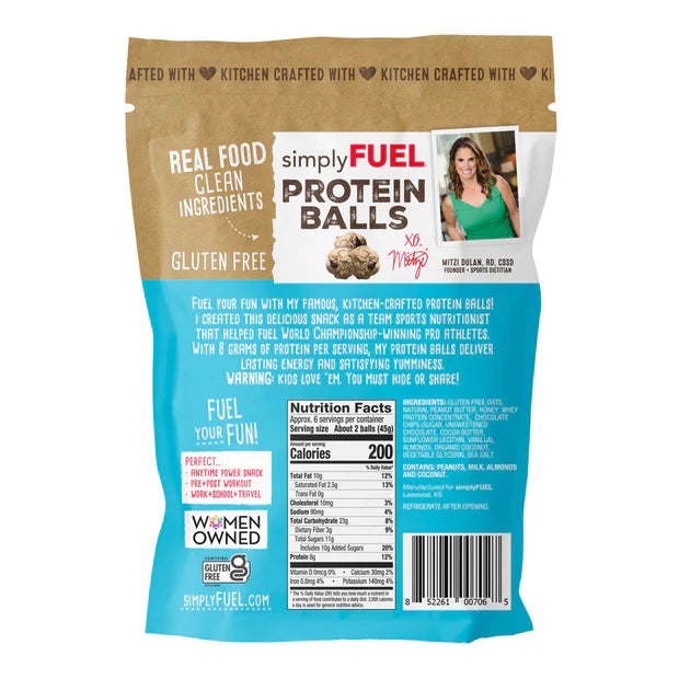 simplyFUEL Chocolate Almond Coconut Protein Ball - Whole Food Balls with Probiotics - 8g Protein Snack - Gluten Free Energy Balls - Pack of 3