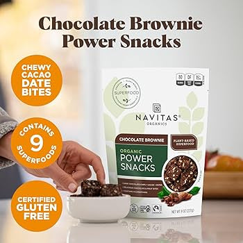 Navitas Organics Superfood Power Snacks, Chocolate Cacao, 8 oz. Bag, 11 Servings — Organic, Non-GMO, Gluten-Free - Pack of 2