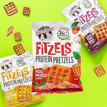 Lenny & Larry's Variety Pack FITZELS- Savory Pretzel Snacks Incredibly Tasty, High Protein Salty, Vegan, 20 g's of Plant Based Protein, 3 oz - Pack of 12