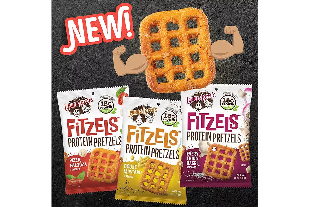 Lenny & Larry's Variety Pack FITZELS- Savory Pretzel Snacks Incredibly Tasty, High Protein Salty, Vegan, 20 g's of Plant Based Protein, 3 oz - Pack of 12