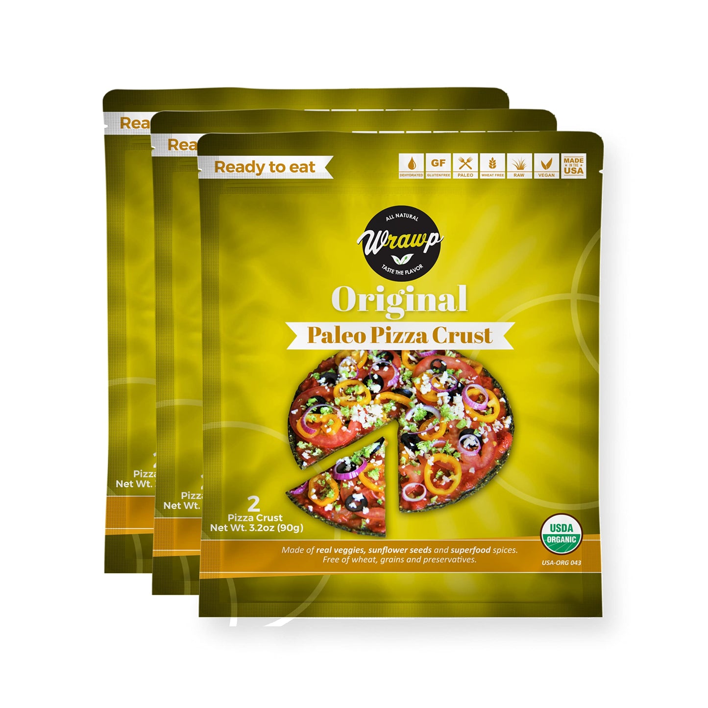 Wrawp Pizza Crust - Original - Pack of 3 - Organic, Paleo, Gluten Free