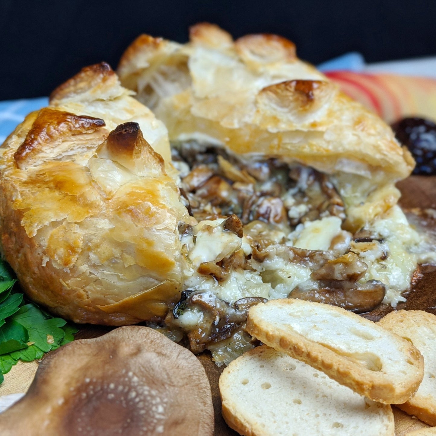 Caramelized Onion & Mushroom Brie En Croûte , Serves 6 - 8