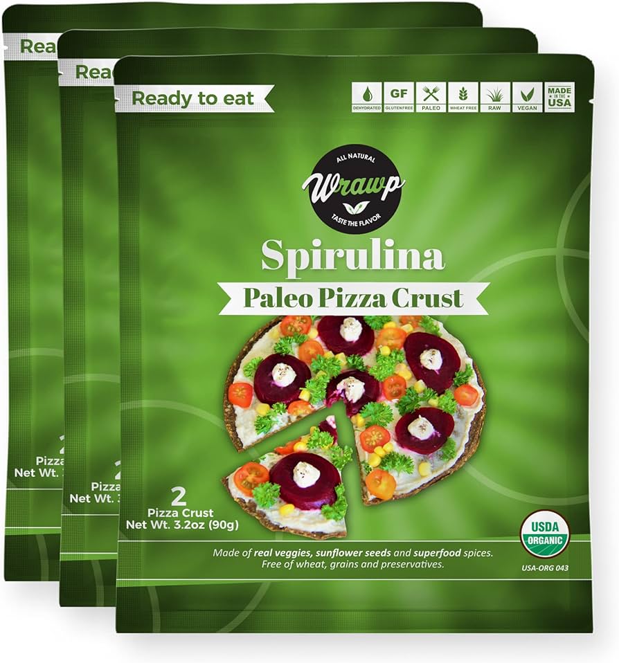 Wrawp Variety Pizza Crust - Spirulina| Organic - Pack of 3 - Organic, Paleo, Gluten Free