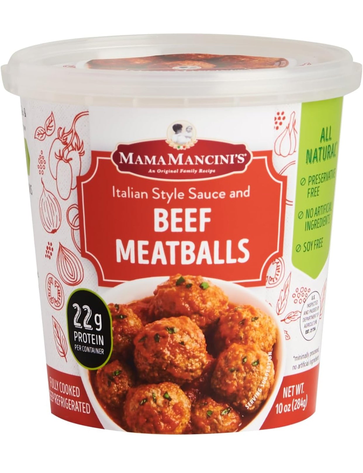Mama Mancini's Beef Meatballs in Italian Style Sauce  -10 oz Cup - Pack of 8