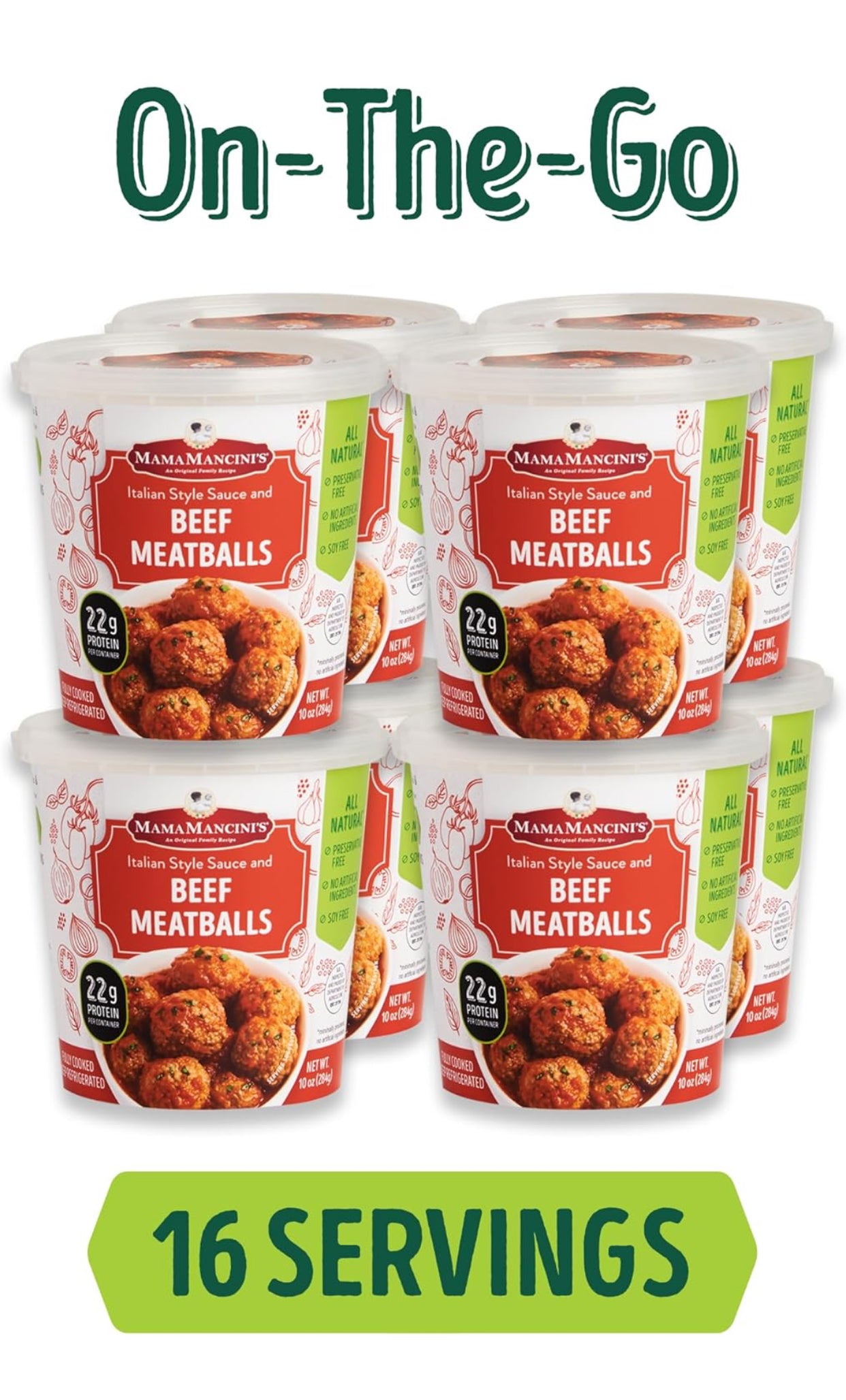 Mama Mancini's Beef Meatballs in Italian Style Sauce  -10 oz Cup - Pack of 8