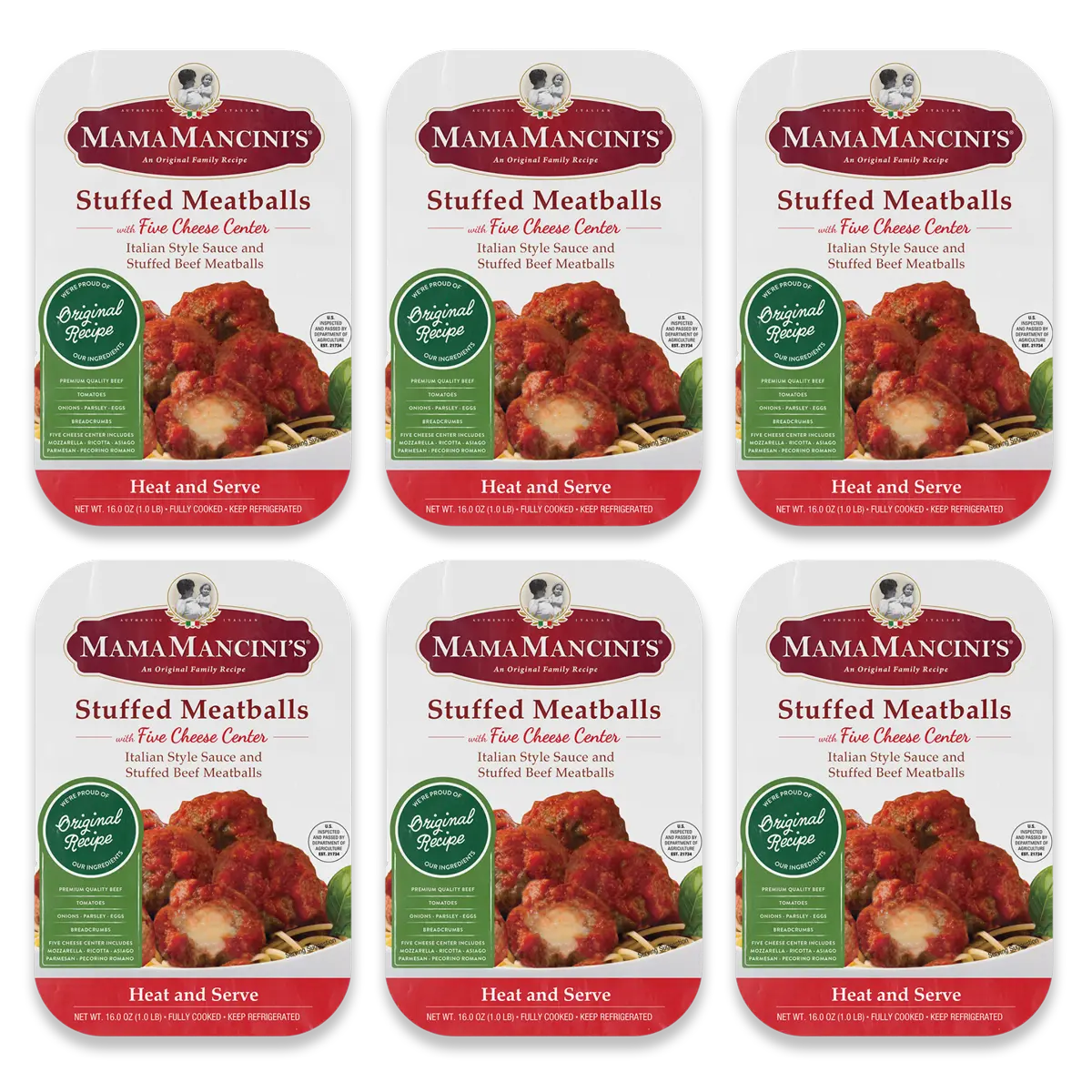 Mama Mancini's Five Cheese Stuffed Beef Meatballs - 1 lb - Pack of 6