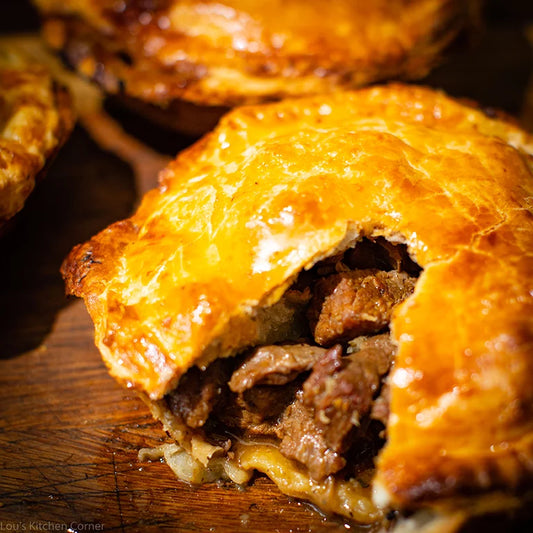 All Natural New Zealand Style Steak & Cheese Meat Pies - 1 Dozen