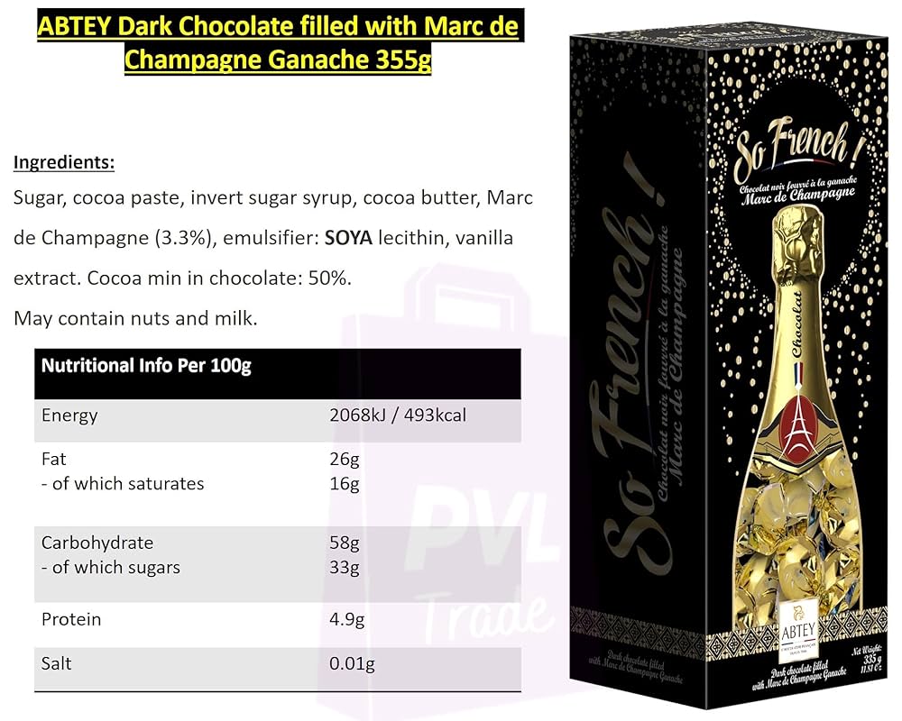ABTEY Dark Chocolate filled with Marc de Champagne Ganache