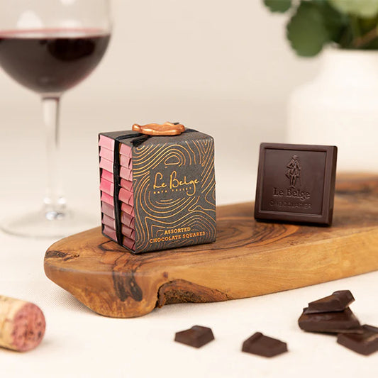 Le Belge’s Authentic Gourmet Belgian Chocolate, Wine Pairing Assorted Chocolate Gift Stack - Pairs with Cabernet Sauvignon