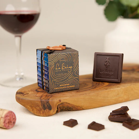 Le Belge’s Authentic Gourmet Belgian Chocolate, Wine Pairing Assorted Chocolate Gift Stack - Pairs with Pinot Noir