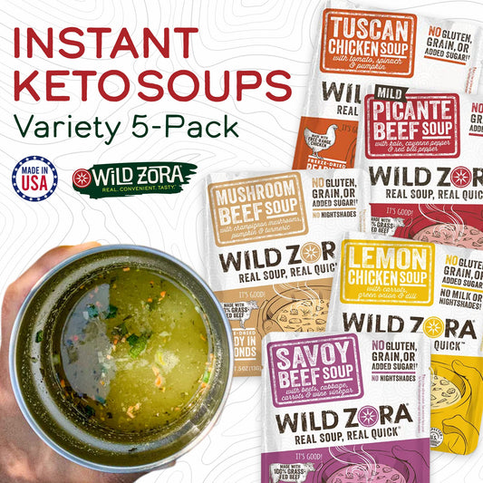Wild Zora Instant Keto Friendly Variety Soups - 5 Pack