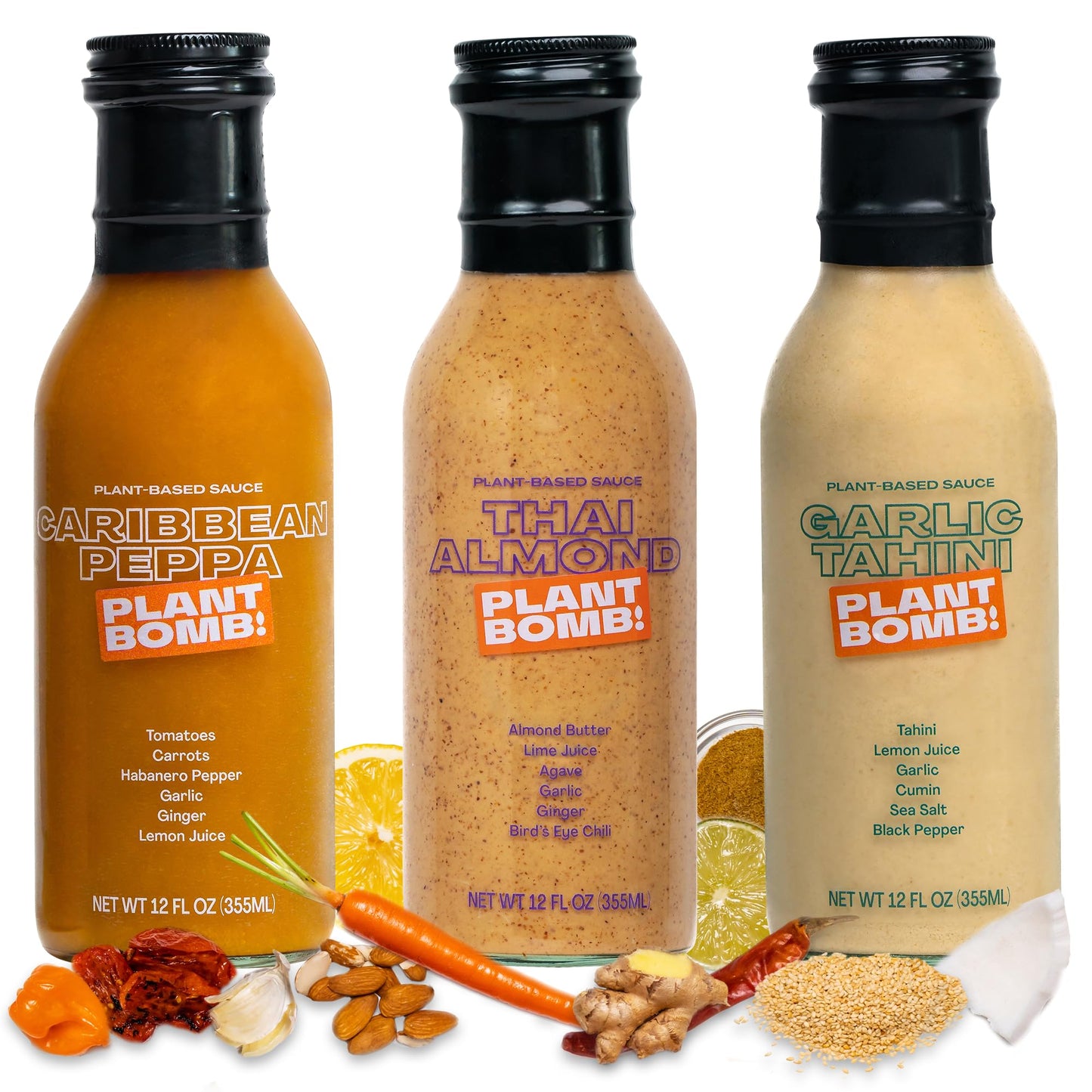 Plant Bomb Plant Based Sauce, Marinade & Dressing - Pack of 3 - Gluten-Free, Non-GMO