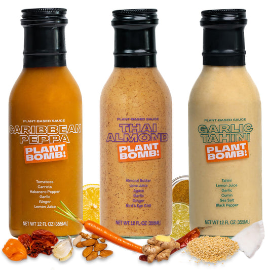 Plant Bomb Plant Based Sauce, Marinade & Dressing - Pack of 3 - Gluten-Free, Non-GMO