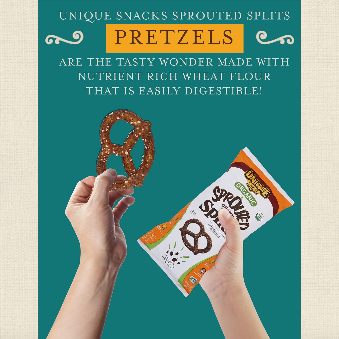 Unique Snacks Sprouted Splits Pretzels - Pack of 12