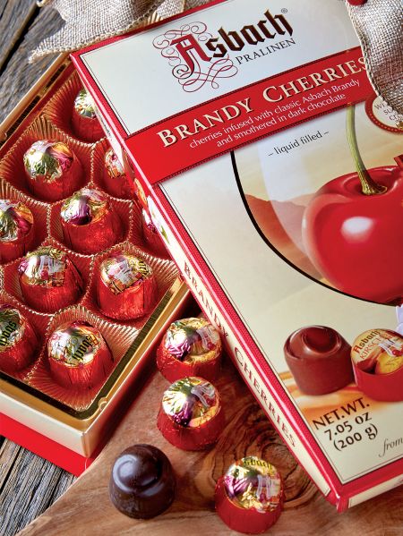 Asbach Brandy Filled Dark Chocolate Cherries, from Germany