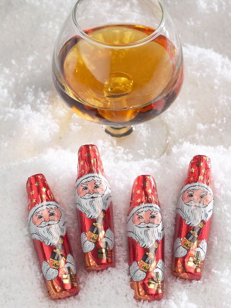 Asbach Brandy Filled Dark Chocolate Santas, from Germany
