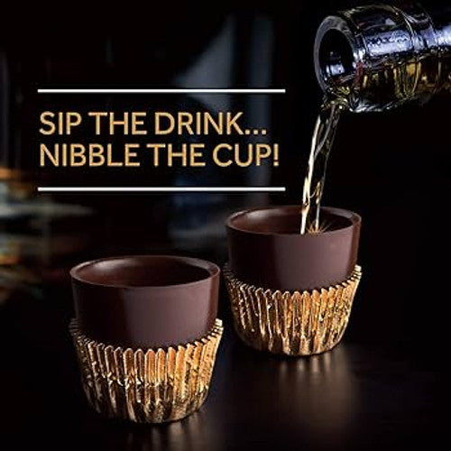 Astor Chocolate Liqueur Cups, Dark Chocolate Ready to Fill Cups, Chocolate Shot Glasses, Mini Dessert Shells - 84/Case