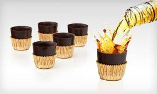 Astor Chocolate Liqueur Cups, Dark Chocolate Ready to Fill Cups, Chocolate Shot Glasses, Mini Dessert Shells - 84/Case