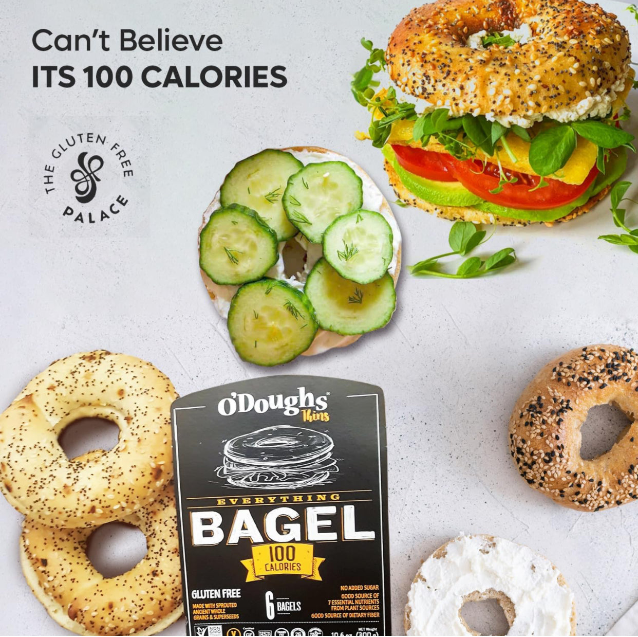O’Doughs Sprouted Everything Bagels - Gluten Free - Pack of 3