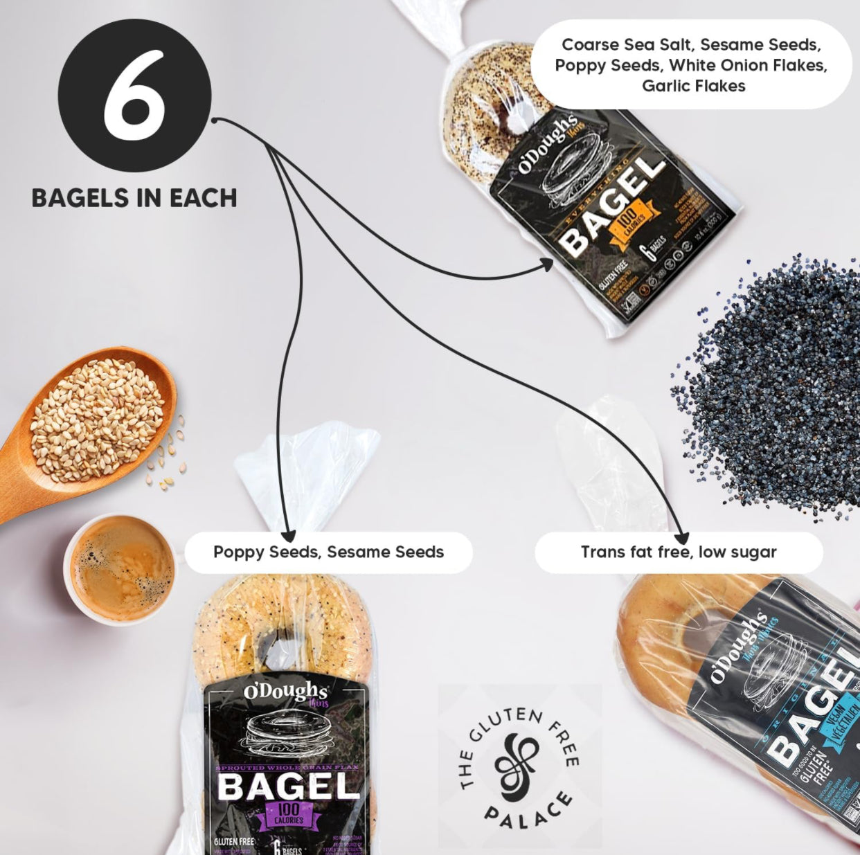 O’Doughs Sprouted Variety Bagels - Gluten Free - Pack of 3