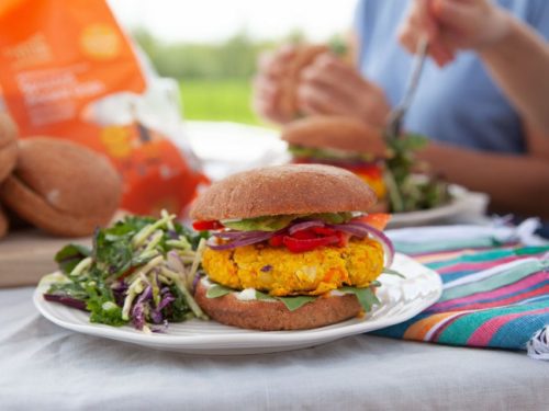 Silver Hills Organic Sprouted Whole Wheat Plain Hamburger Buns - 6/Case