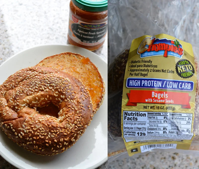 Chompie's Low Carb Sesame Bagels 2g Net Carbs per serving - 3 Bags - 12 Bagels