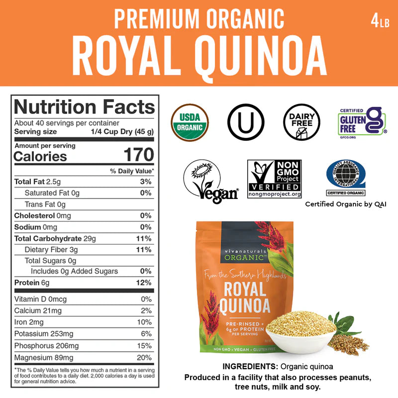 Viva Naturals Organic Quinoa - 1.5 lb - Gluten Free, Vegan