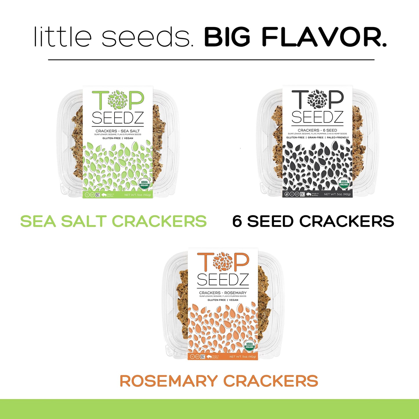 Top Seedz Certified Organic Gluten Free Crackers, Savory Sensation - Pack of 6
