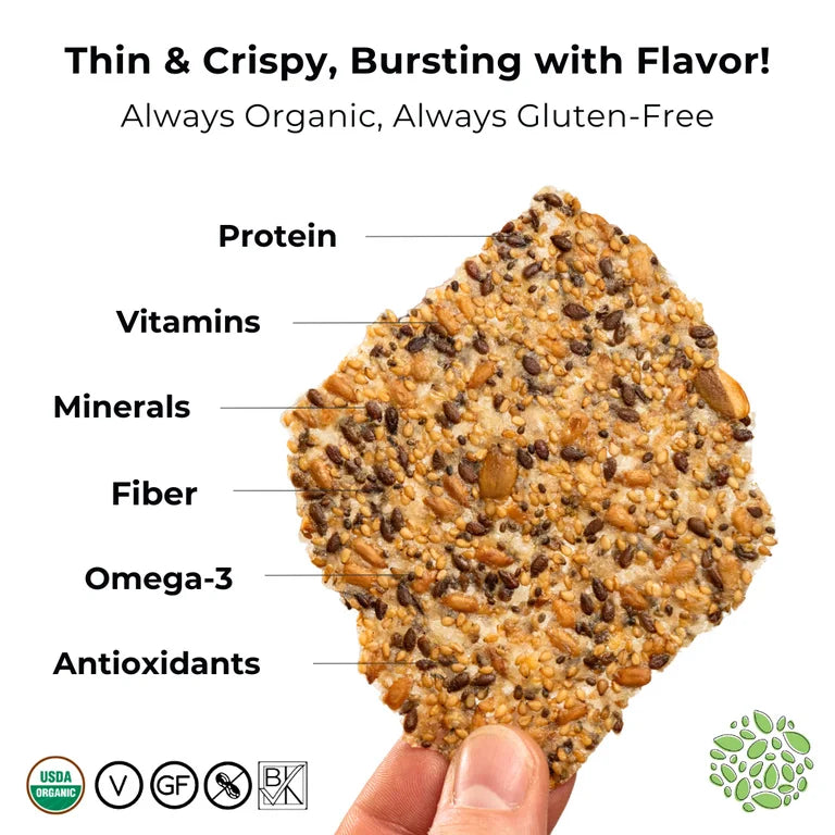 Top Seedz Certified Organic Gluten Free Crackers, Savory Sensation - Pack of 6
